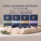 The Gift Box: 4 bars and 4 free lip balms, a $72 value for $47, free shipping